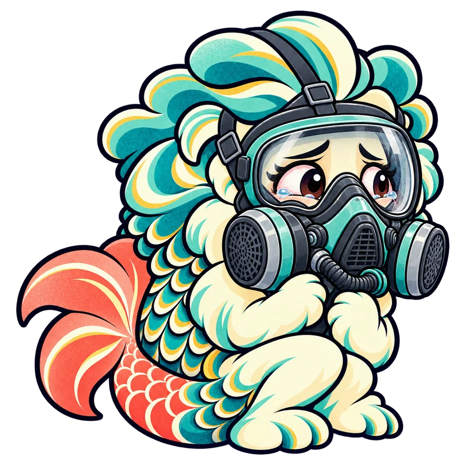 Merlion mascot in the Hazardous air-quality state
