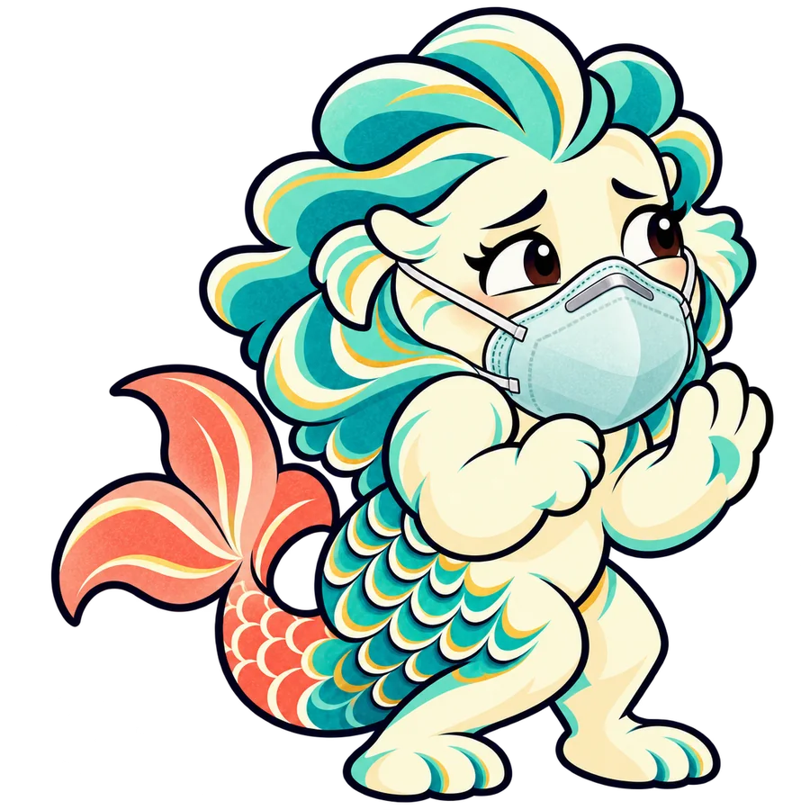 Merlion mascot in the Unhealthy air-quality state