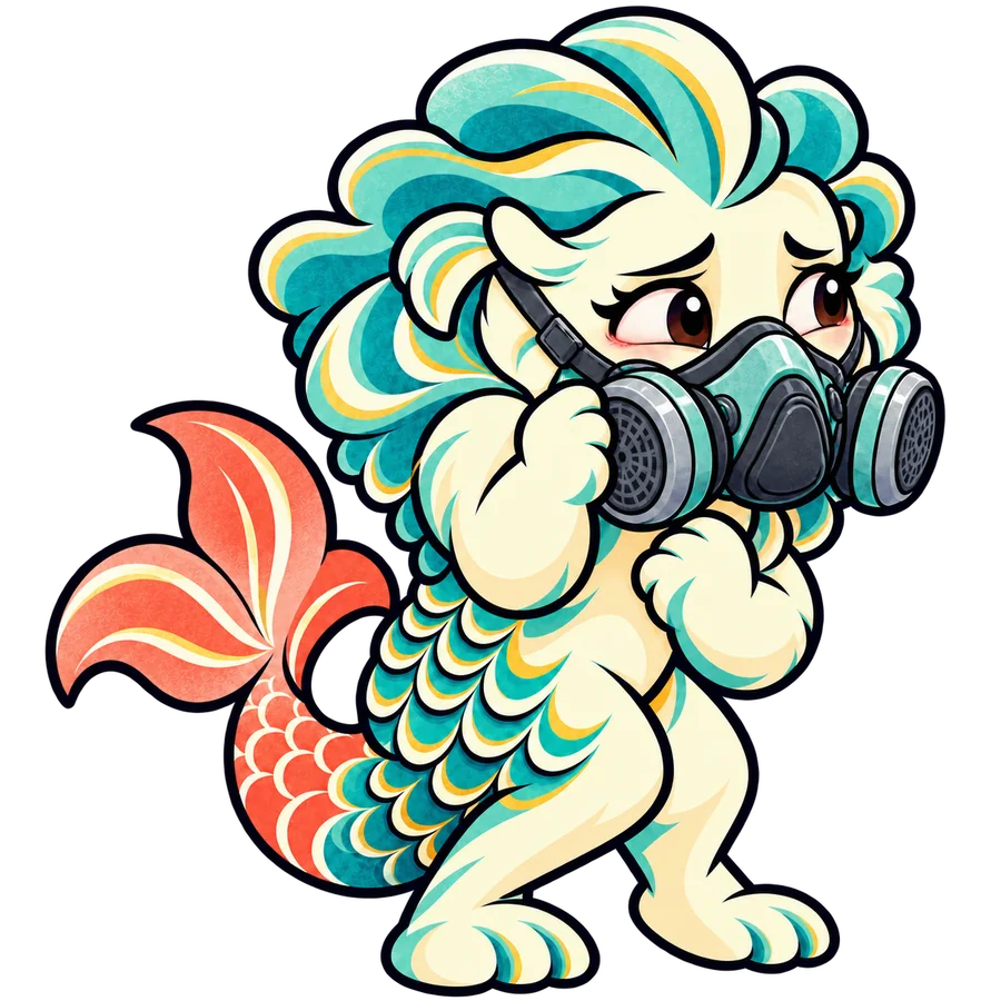 Merlion mascot in the Very Unhealthy air-quality state